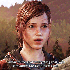 Animated image of the last scene of The Last of Us.